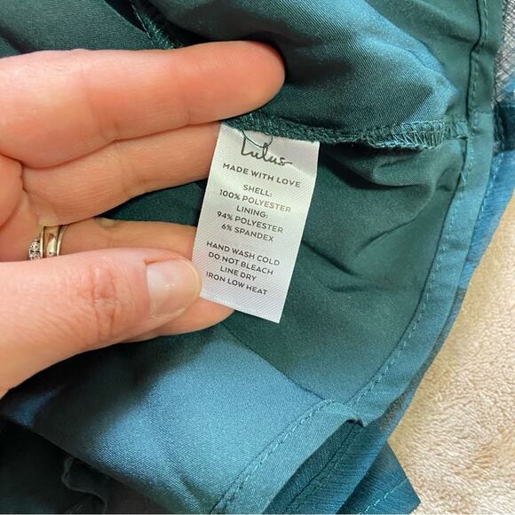 NWOT Lulus Vivacious Arrival Emerald Chiffon Balloon Sleeve Mini Dress - Picture 5 of 12